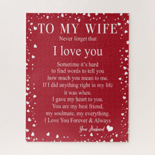 Wife Gifts   Letter To My Wife Love From Husband Jigsaw Puzzle