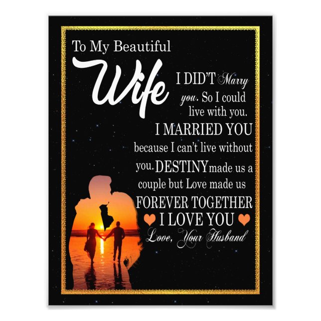 Wife Gifts | Letter To My Wife Love From Husband Photo Print (Front)