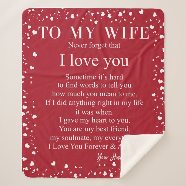 Wife Gifts | Letter To My Wife Love From Husband Sherpa Blanket (Front)