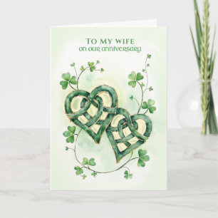 Wife Happy Anniversary Celtic Hearts Irish Love Card