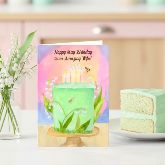 Wife Happy May Birthday Lily of Valley Card (Creator Uploaded)