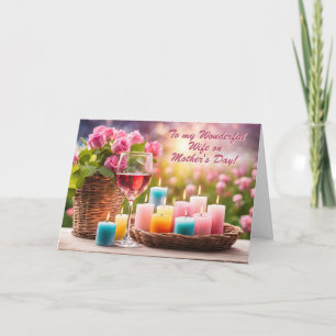 Wife Happy Mothers Day Cheers with Wine Holiday Card