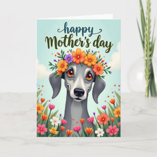Wife Happy Mothers Day Floral Dog Card