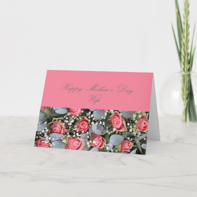 Wife  Happy Mother's Day rose card (Front)