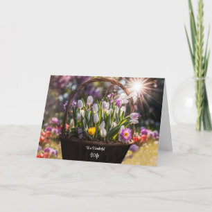 Wife Happy Mothers Day with Basket Brimming Flower Card