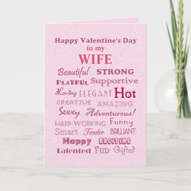 Wife Happy Valentine's Day Words of Praise Holiday Card (Front)