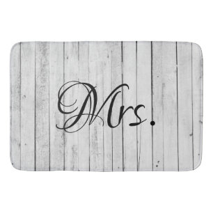 Wife - His and Hers Mr and Mrs Bride Groom Rustic Bath Mat