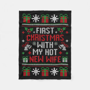 Wife Husband First Christmas Just Married Christma Fleece Blanket