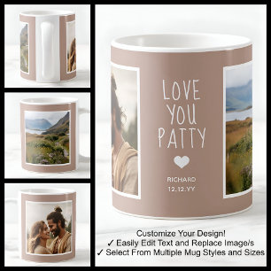 Wife I Love You Photos Modern Brown C88 & White Coffee Mug