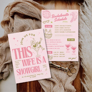 Wife is a showgirl bachelorette weekend itinerary invitation