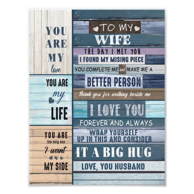Wife Lovers | To My Wife I Love You Love Husband Photo Print (Front)