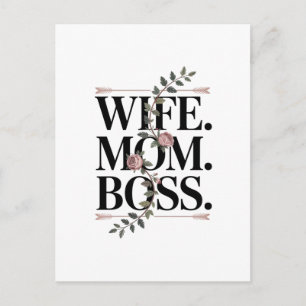 Wife. Mom. Boss. Announcement Postcard