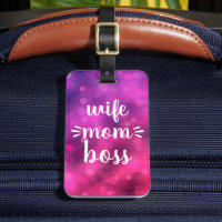 Wife Mom Boss Babe Bold Script Typography Hot Pink