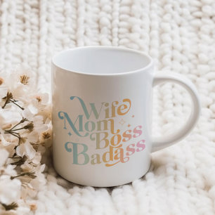 Wife Mom Boss Badass Funny Sarcastic Mother's Day Large Coffee Mug