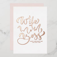 Wife Mom Boss Calligraphy Mother's Day Rose Gold