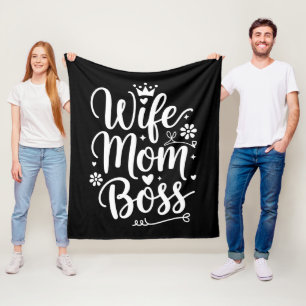 Wife Mom Boss Cute Mother's Day Gift Fleece Blanket