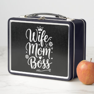 Wife Mom Boss Cute Mother's Day Gift Metal Lunch Box