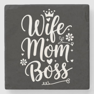 Wife Mom Boss Cute Mother's Day Gift Stone Coaster