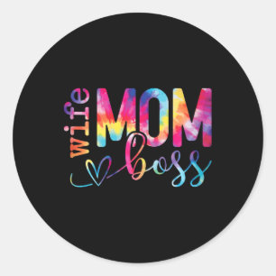 Wife Mom Boss Funny Mothers Day Classic Round Sticker
