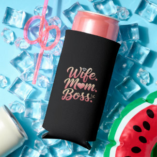 Wife Mom Boss - Mothers Day Gift Ideas Seltzer Can Cooler