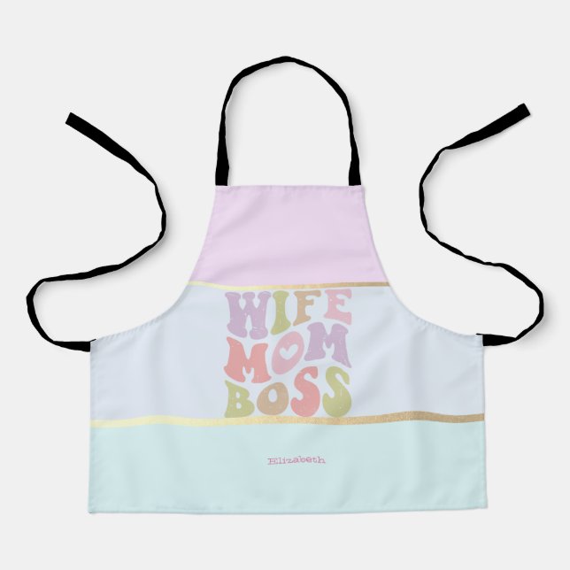 Wife Mom Boss Pastel Colourful Apron (Front)