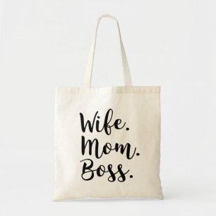 wife mom boss tote bag
