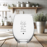Wife Mom EST 2025 | New Mom Gift Stemless Wine Glass<br><div class="desc">Celebrate her milestones with this elegant stemless wine glass featuring “Wife EST 1997 Mom EST 2025.” A minimalist and timeless design perfect for honouring both her love story and journey into motherhood. Ideal for new moms, baby showers, anniversaries, or Mother’s Day gifts. Customize the dates for a one-of-a-kind keepsake she’ll...</div>