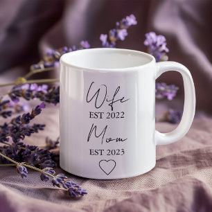 Wife & Mom Est. – Minimalist Valentine Gift Large Coffee Mug