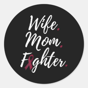 Wife Mom Fighter Brain Aneurysm Awareness  Classic Round Sticker