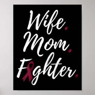 Wife Mom Fighter Brain Aneurysm Awareness  Poster