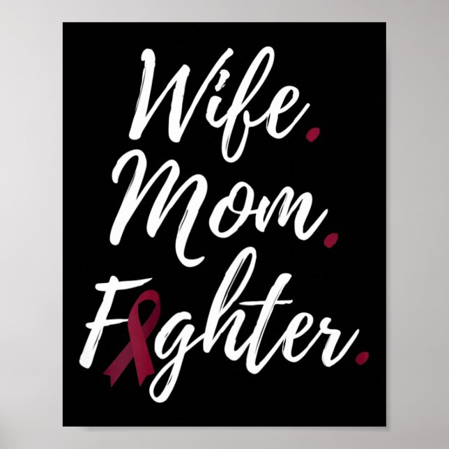 Wife Mom Fighter Brain Aneurysm Awareness  Poster (Front)