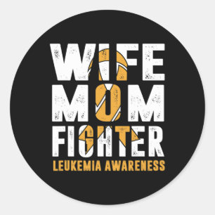Wife Mom Fighter Leukaemia Awareness  Classic Round Sticker
