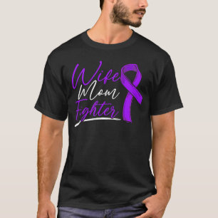 Wife Mom Fighter Lupus Purple Ribbon Lupus Awarene T-Shirt