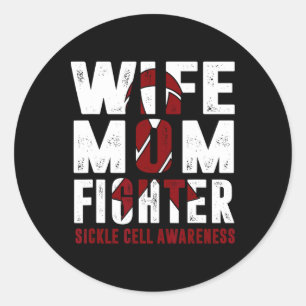 Wife Mom Fighter Sickle Cell Awareness  Classic Round Sticker