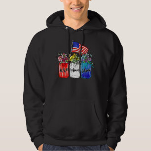 Wife Mom Mimi Flower Vase American Flag 4th Of Jul Hoodie