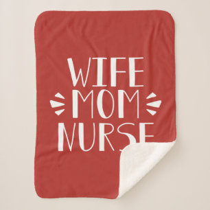 Wife Mom Nurse Graphic Sherpa Blanket