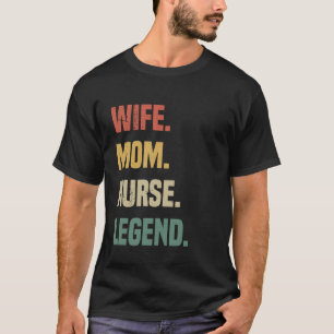 Wife Mom Nurse Legend Retro Vintage Nurse Mom Moth T-Shirt