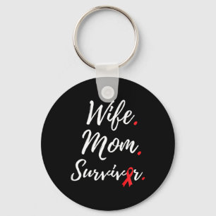 Wife Mom Survivor Blood Cancer Awareness Keychain