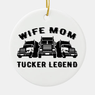 Wife Mom Trucker Legend Quotes Ceramic Ornament