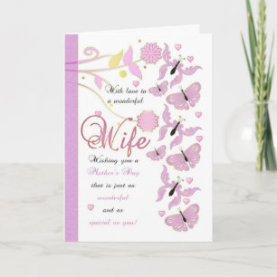 Wife Mother's Day Card With Flowers And Butterflie