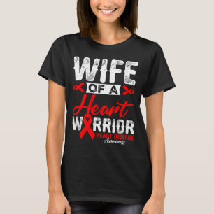 Wife Of A Heart Warrior Heart Disease Red Ribbon M T-Shirt
