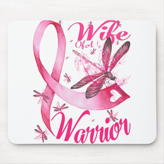 Wife Of A Warrior Dragonfly Breast Cancer Mouse Pad (Front)
