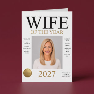 Wife Of The Year Photo (White Only) Birthday Card