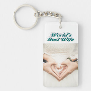 Wife Photo green Keychain