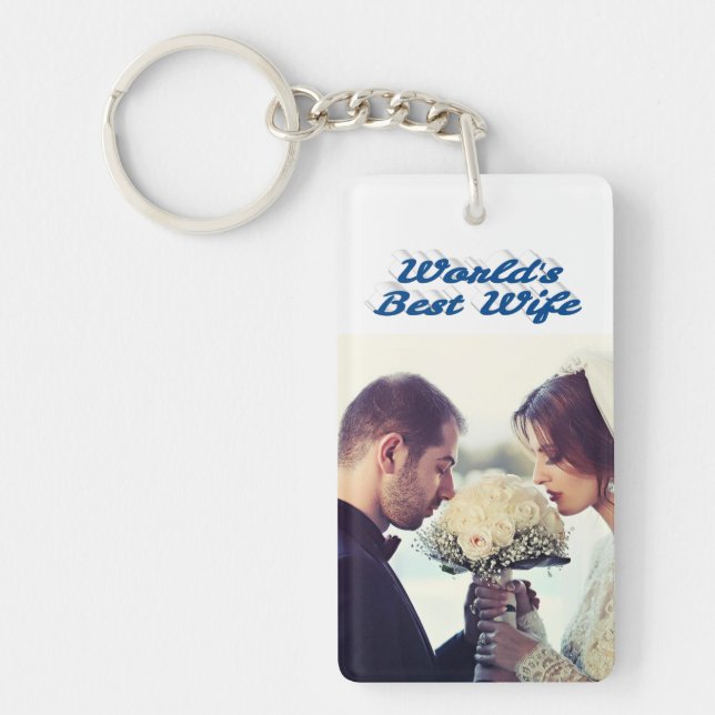 Wife Photo sea blue Keychain (Front)