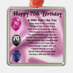 Wife Poem - 70th Birthday Metal Ornament