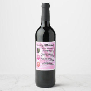 Wife  Poem  Wine Bottle Label  Happy  Birthday