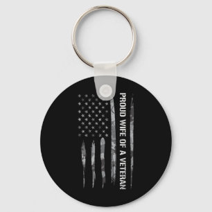 Wife_ Proud Wife Of A Veteran - American Flag Keychain