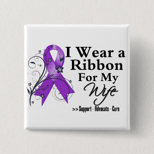 Wife Purple Ribbon - Pancreatic Cancer 2 Inch Square Button