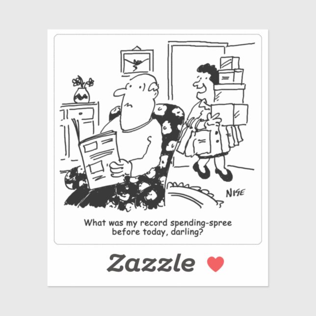 Wife Returns Home from Shopping Cartoon. (Sheet)